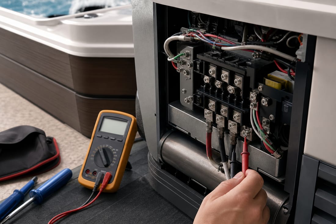 Exemple : diagnostic électrique sur bornier de spa